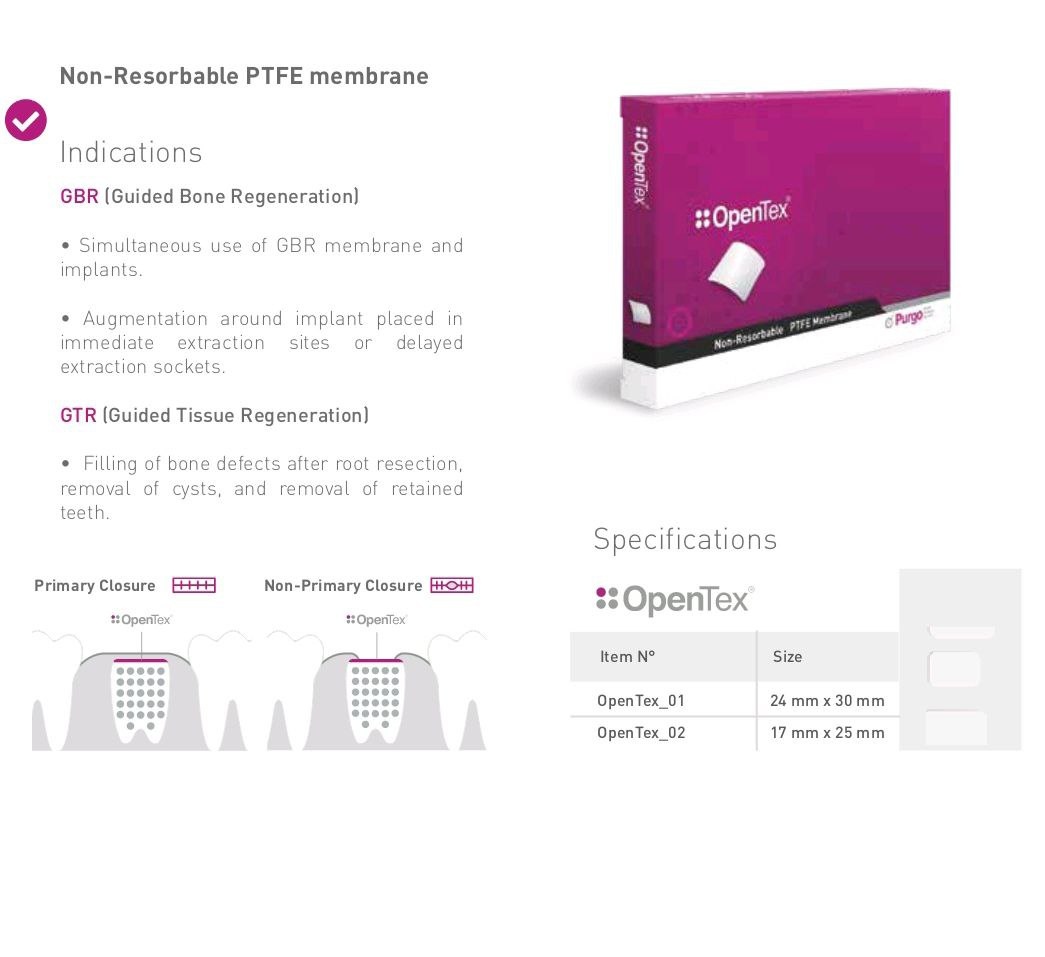 Мембрана PTFE нерезорбуема OpenTex 24*30 мм TM Purgo KOREA