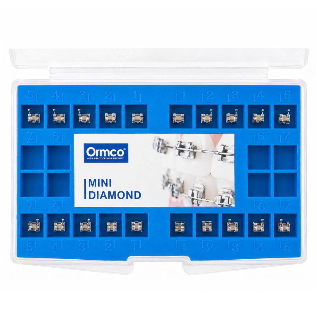Металеві брекети Ormco Mini Diamond Roth 022 з крючками 3,4,5 — набір